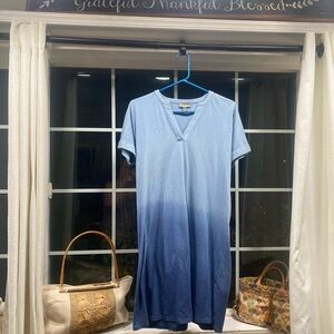 Blue Ombre V-Neck  tee shirt Dress by Style & Co size small